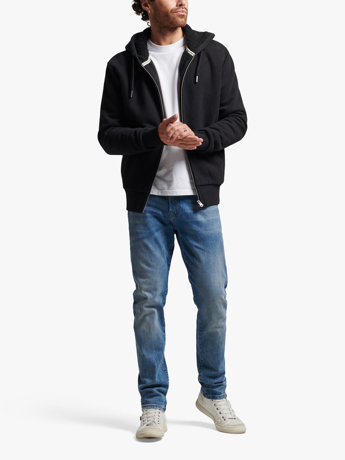 

Толстовка на молнии с подкладкой Essential Borg Superdry, черный