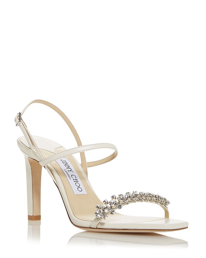 

Женские шлепанцы Meira 85 с украшением на высоком каблуке Jimmy Choo