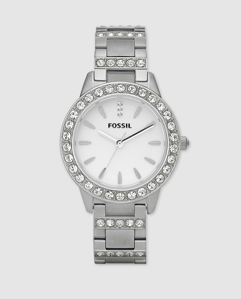Fossil ES2362 Jesse стальные женские часы с кристаллом Fossil, серебро браслет с амазонитом и белым агатом