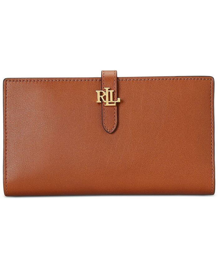 

Кожаный кошелек двойного сложения с логотипом Lauren Ralph Lauren, коричневый