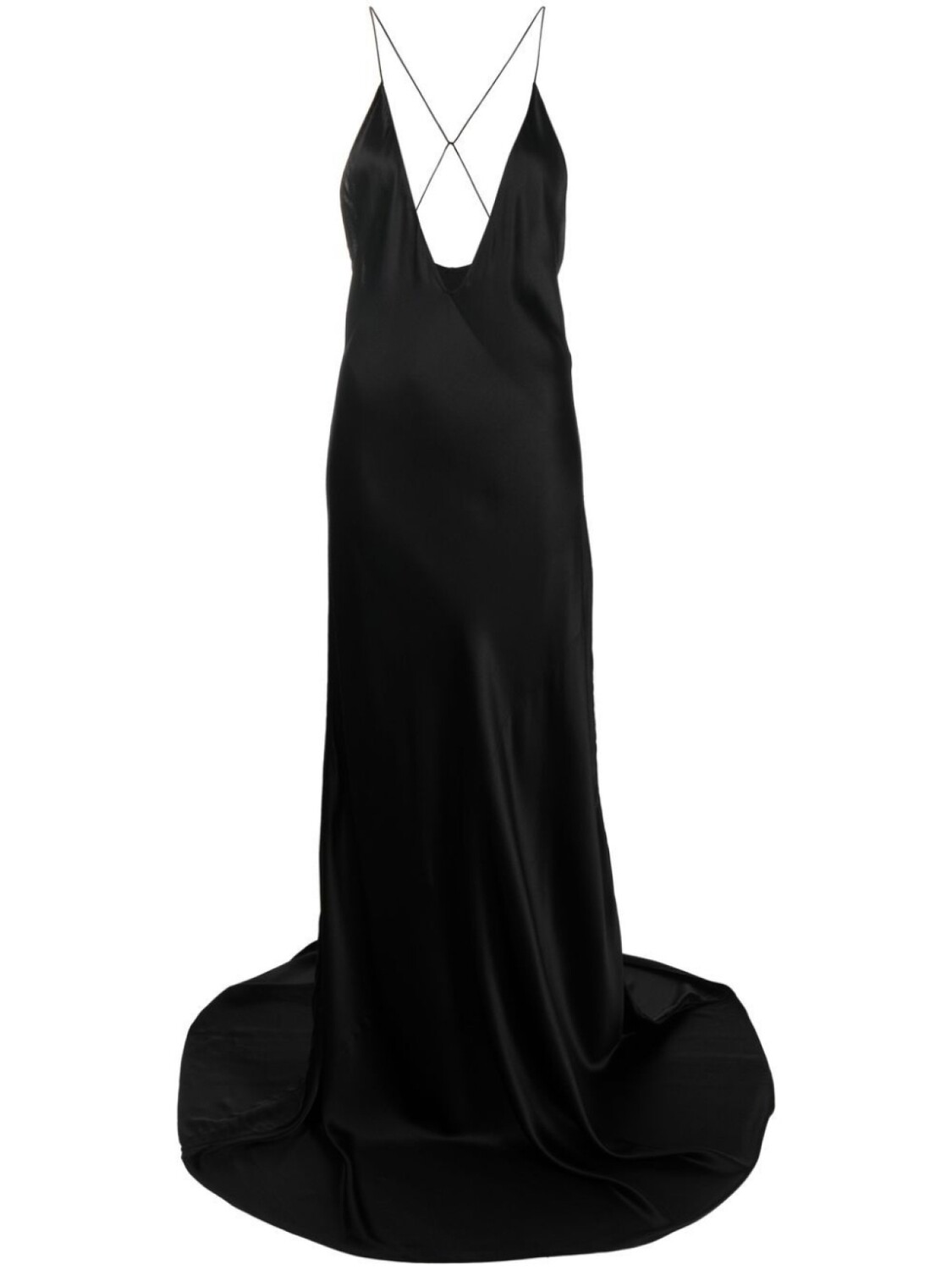 

Saint Laurent шелковое платье с V-образным вырезом, черный