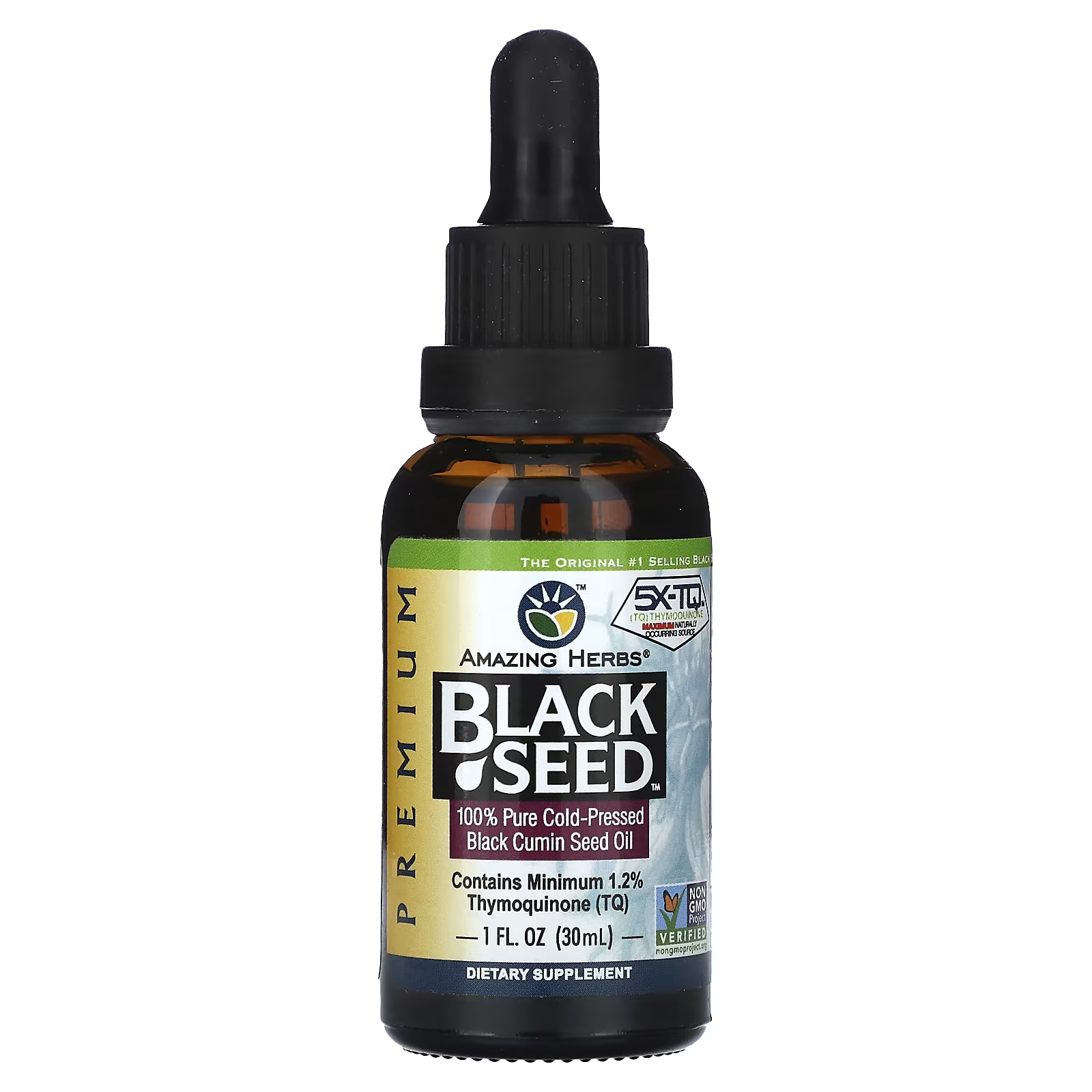 100% чистое масло семян черного тмина Amazing Herbs Black Seed холодного отжима, 30 мл sunergetic масло семян черного тмина премиального качества 500 мг 90 мягких таблеток