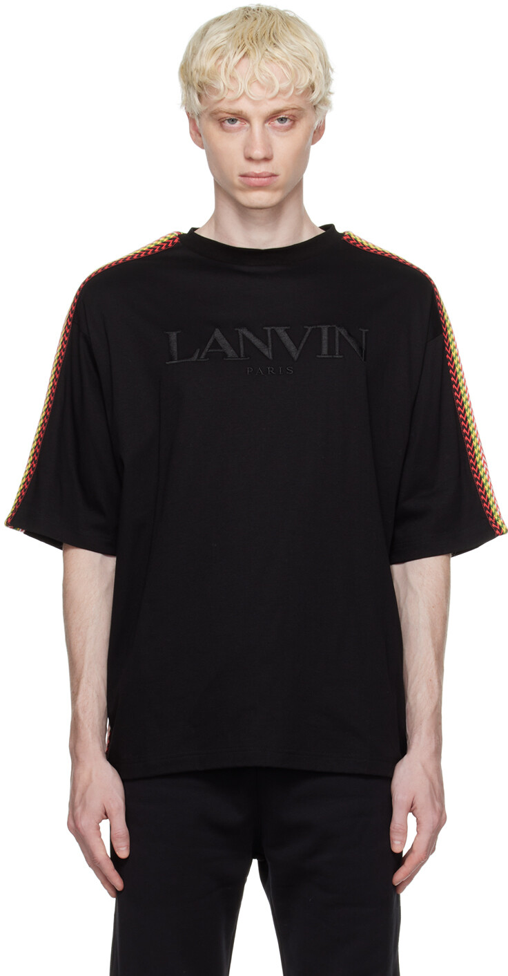 

Черная футболка с бордюром по бокам Lanvin, Черный