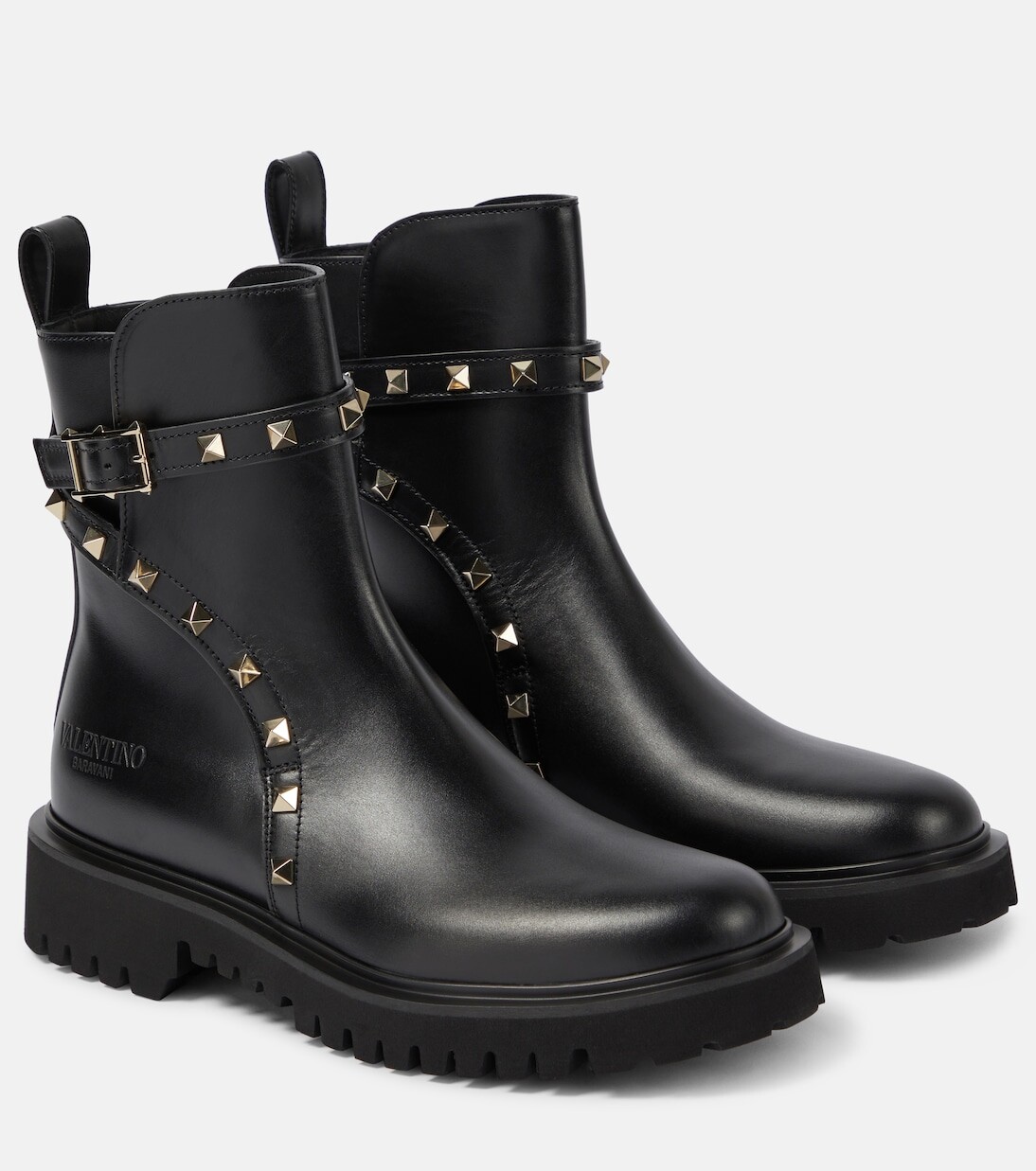 

Кожаные армейские ботинки rockstud Valentino Garavani, черный