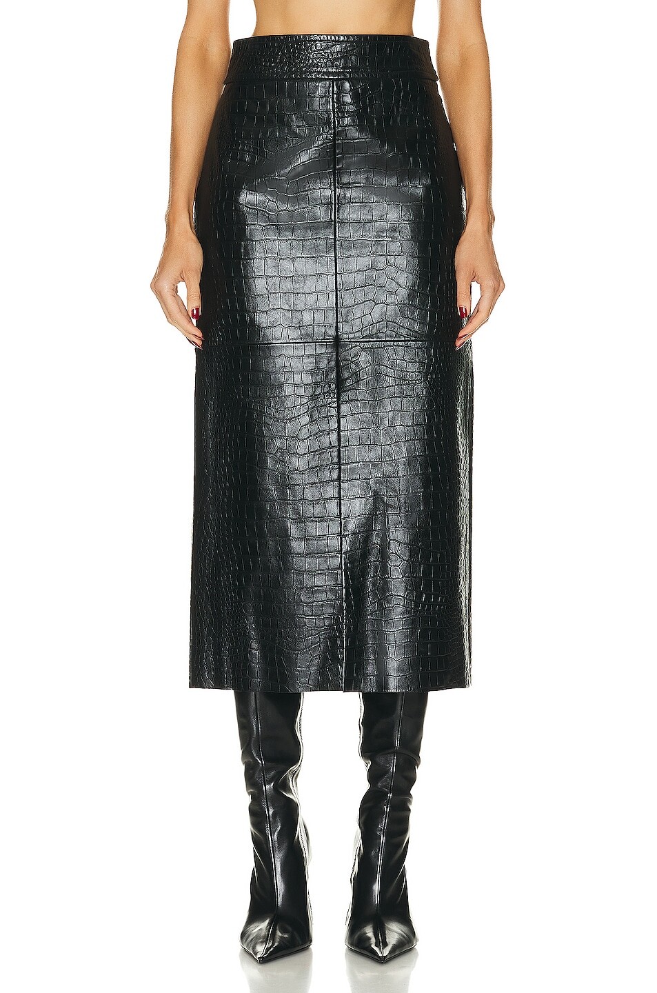 

Юбка Helmut Lang Leather Midi, черный
