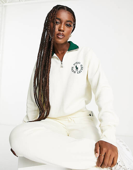 

Эксклюзивный кремовый флисовый флис с половиной молнии Polo Ralph Lauren x ASOS