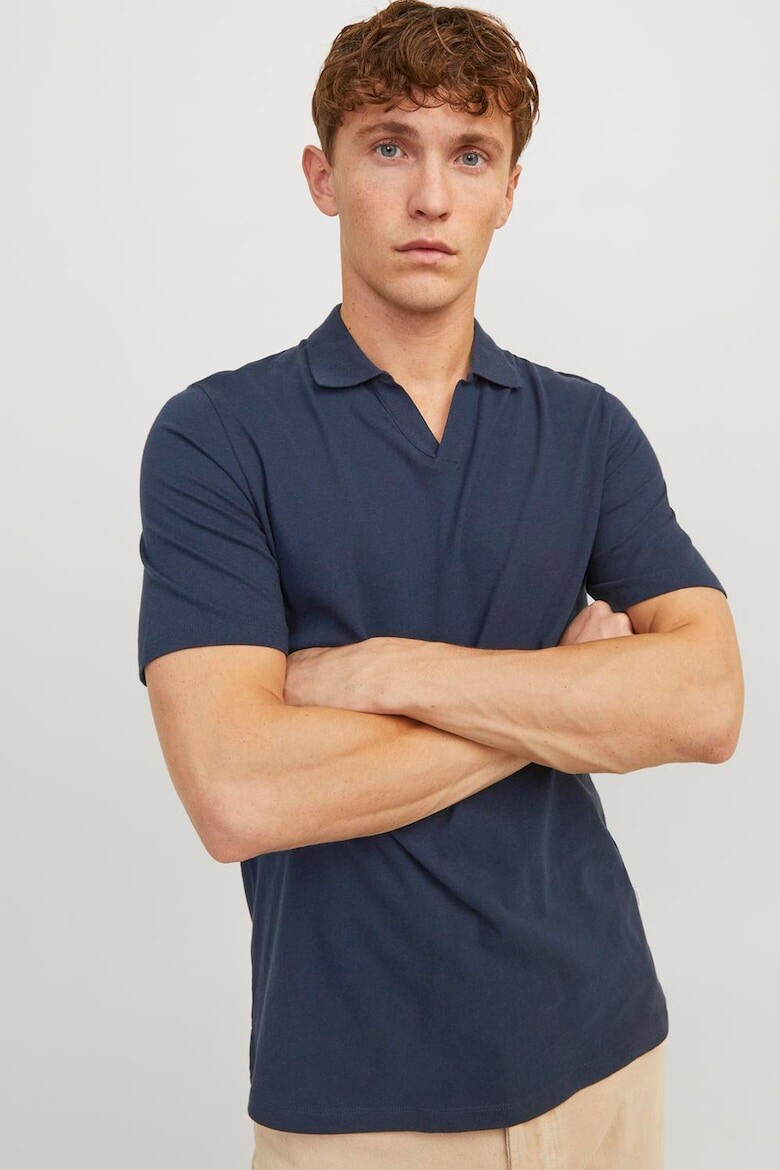 

Льняная футболка с воротником Jack & Jones, синий