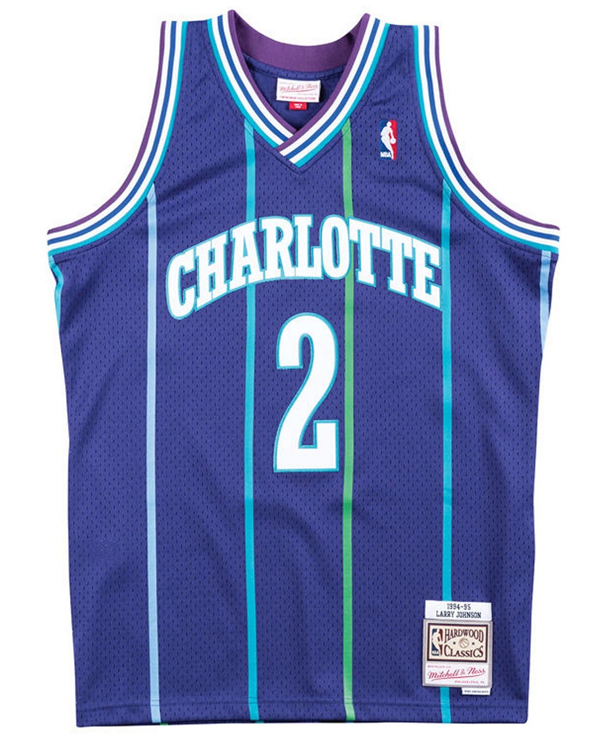 

Мужское классическое джерси Swingman из твердой древесины Larry Johnson Charlotte Hornets Mitchell & Ness