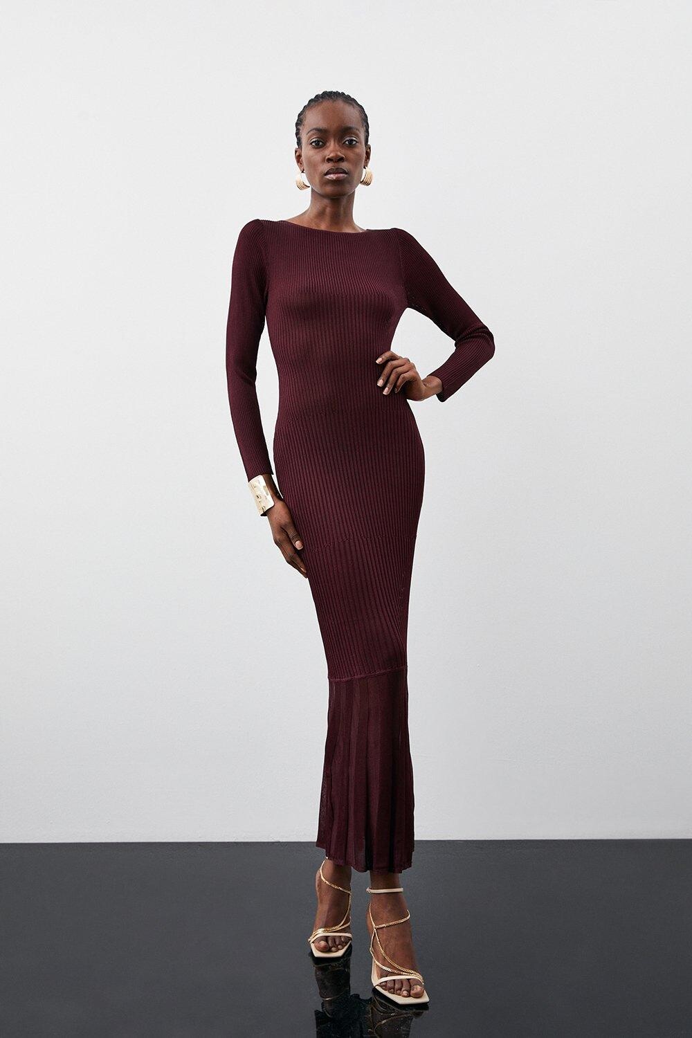 

Прозрачное облегающее платье макси Karen Millen, красный
