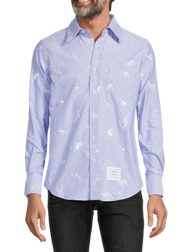 

Рубашка прямого кроя с узором Thom Browne, цвет Light Blue