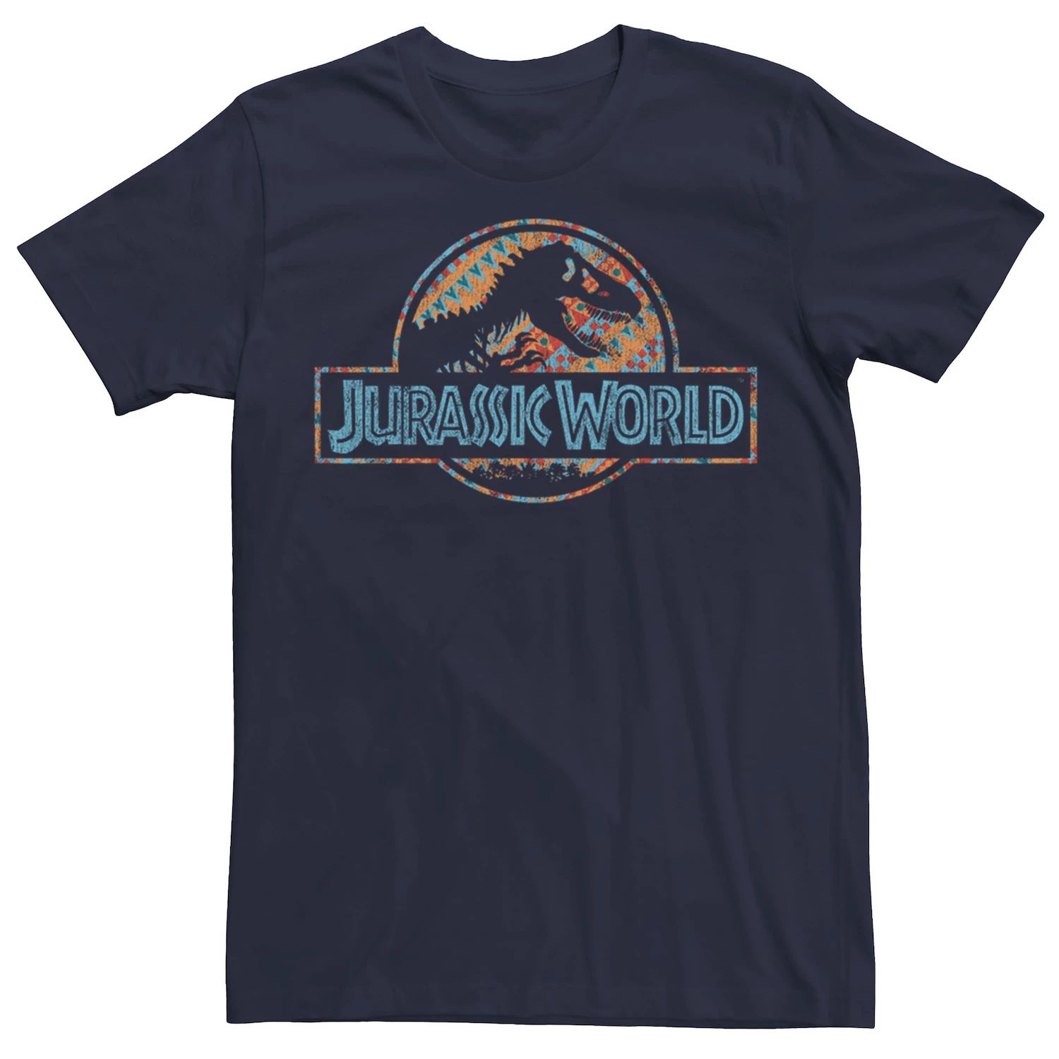 Мужская футболка с геометрическим рисунком и логотипом «Мир Юрского периода», Синяя Licensed Character, синий