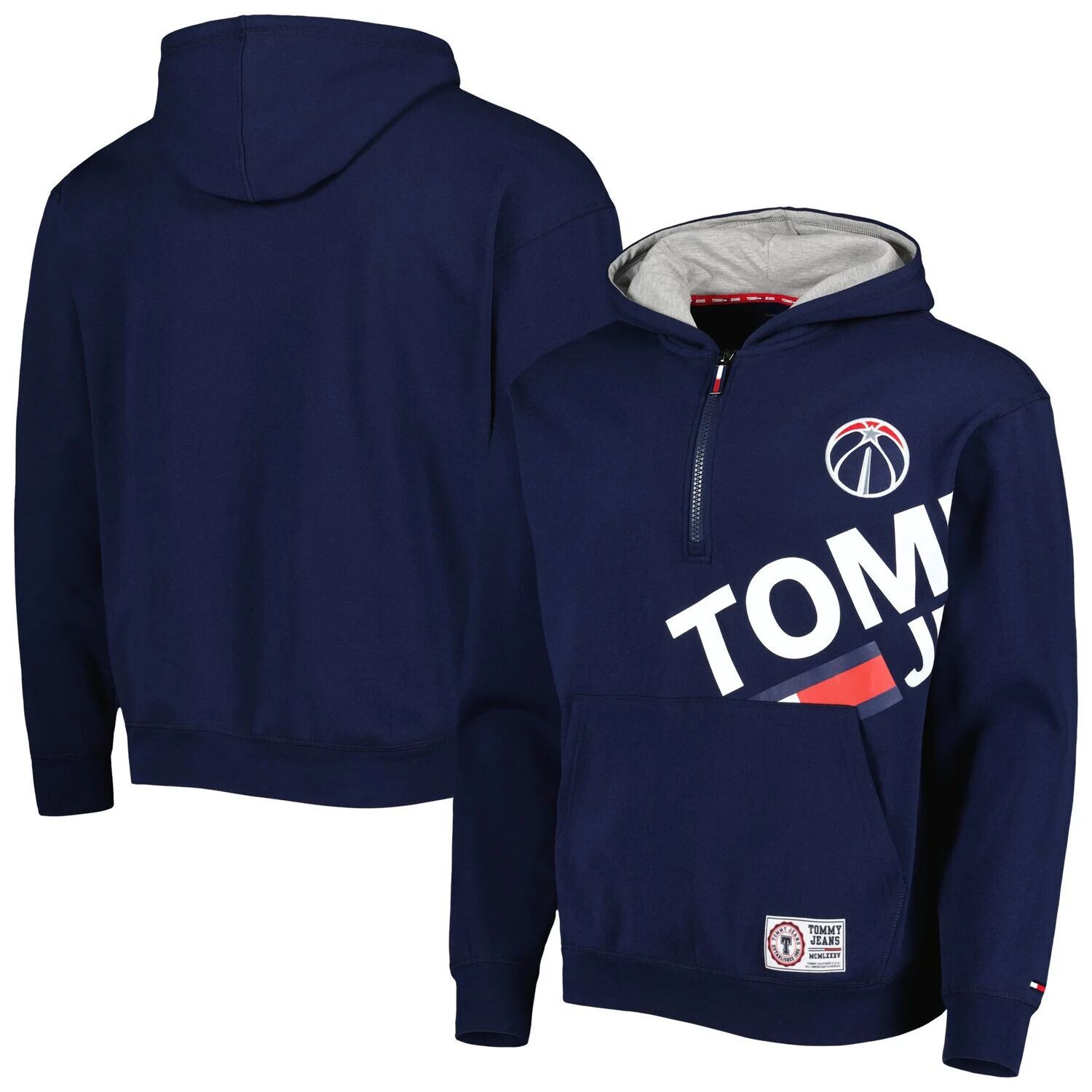 

Мужские темно-синие худи с молнией до половины длины Tommy Jeans Washington Wizards Bernard, Синий