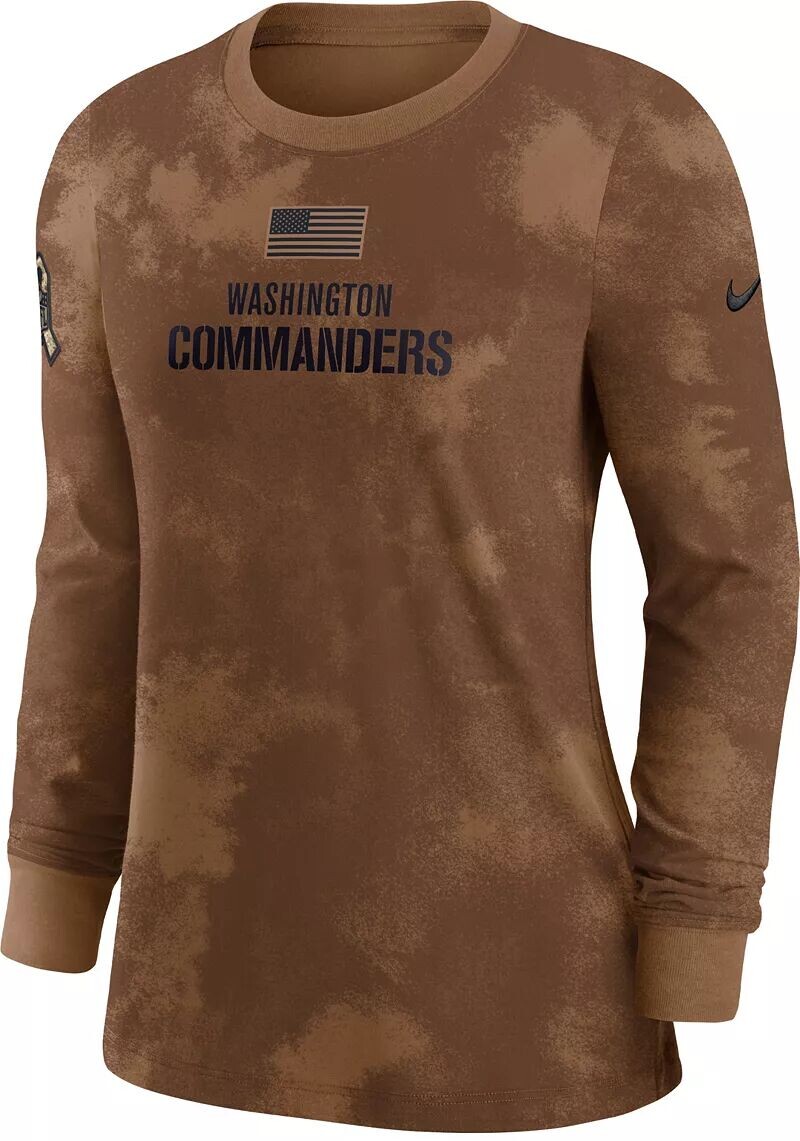 

Женская коричневая футболка с длинным рукавом Nike Washington Commanders 2023 Salute to Service