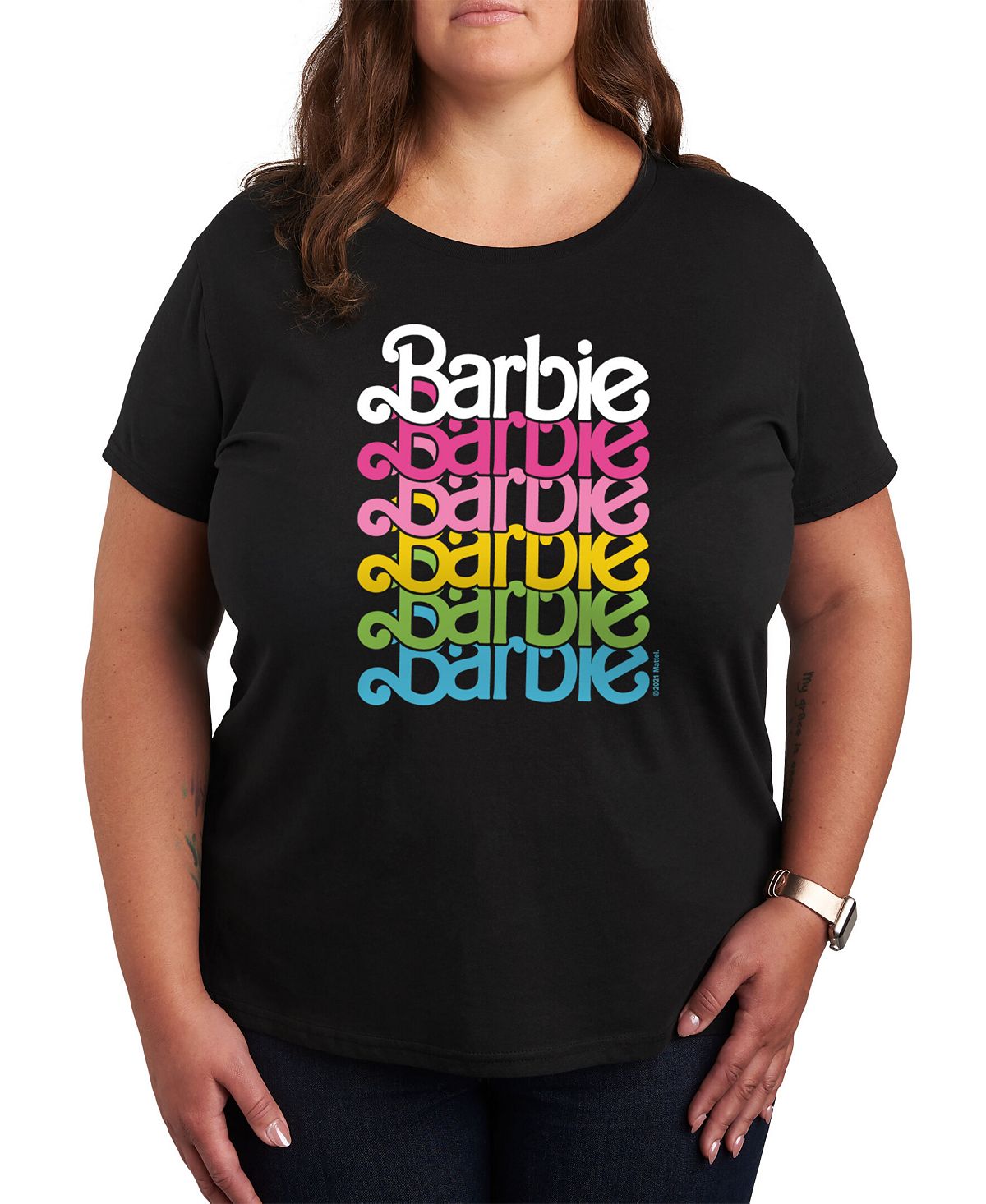 цена Модная футболка с рисунком Барби больших размеров Air Waves, черный
