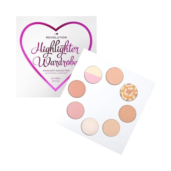 

Палетка из 8 хайлайтеров для лица и тела I Heart Revolution, I Heart, Makeup Revolution