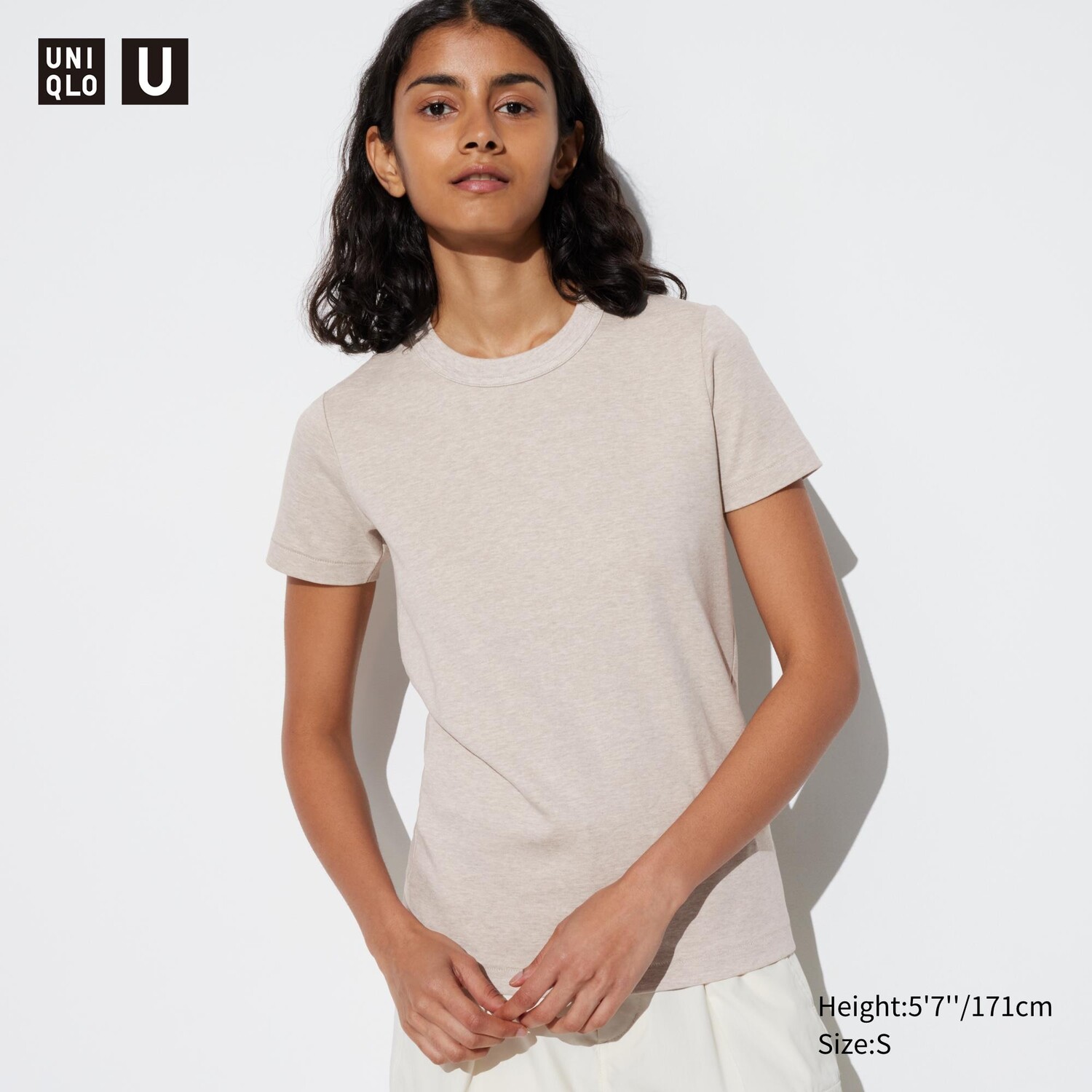 

Футболка оверсайз Uniqlo AIRism U с короткими рукавами, бежевый