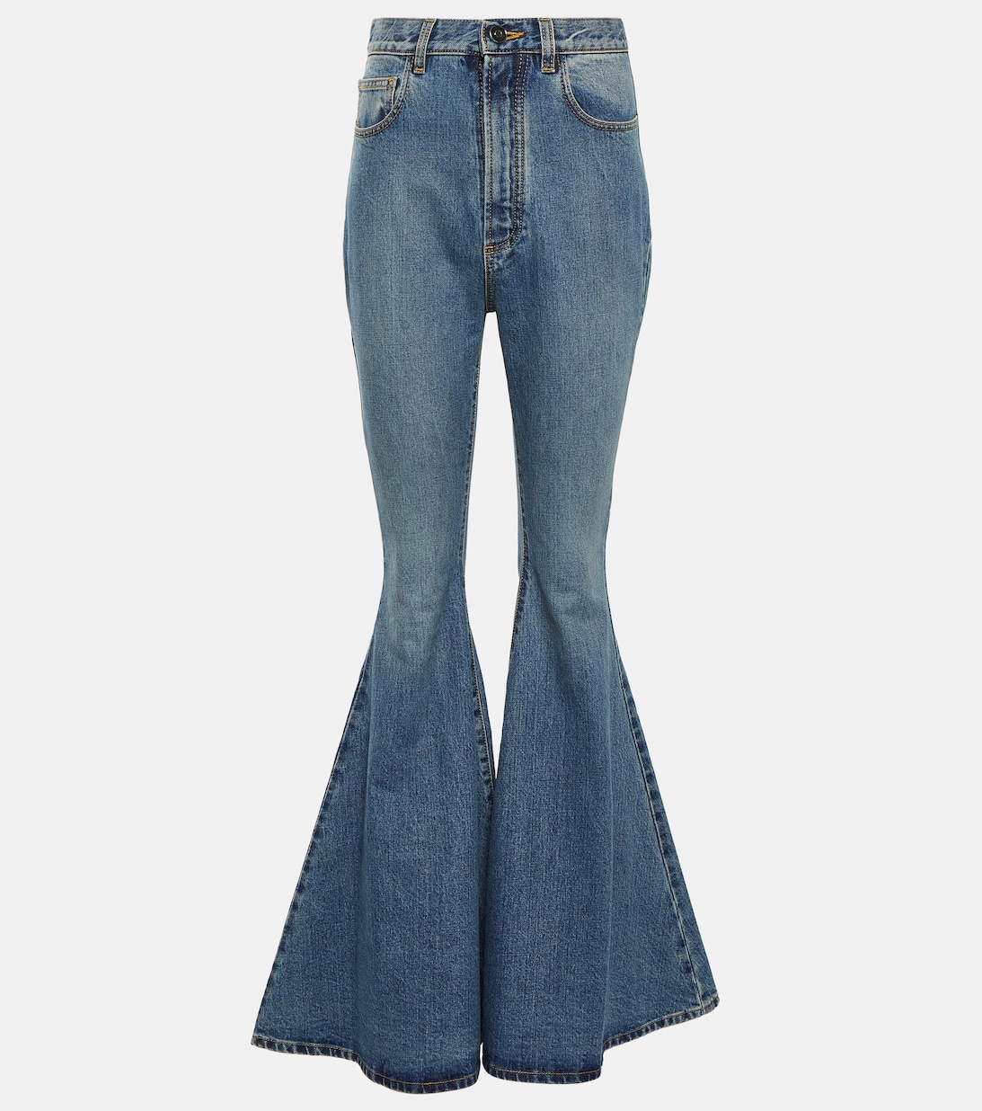Расклешенные джинсы с высокой посадкой ALAÏA, синий джинсы расклешенные с высокой посадкой s синий