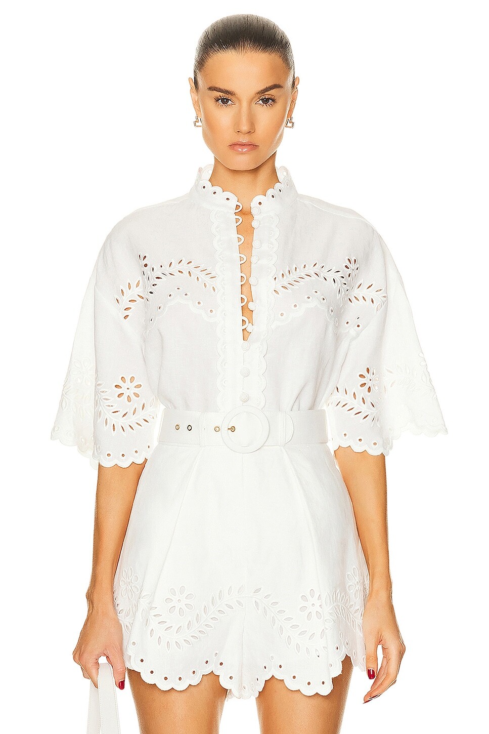 

Рубашка Zimmermann Junie Embroidered, слоновая кость