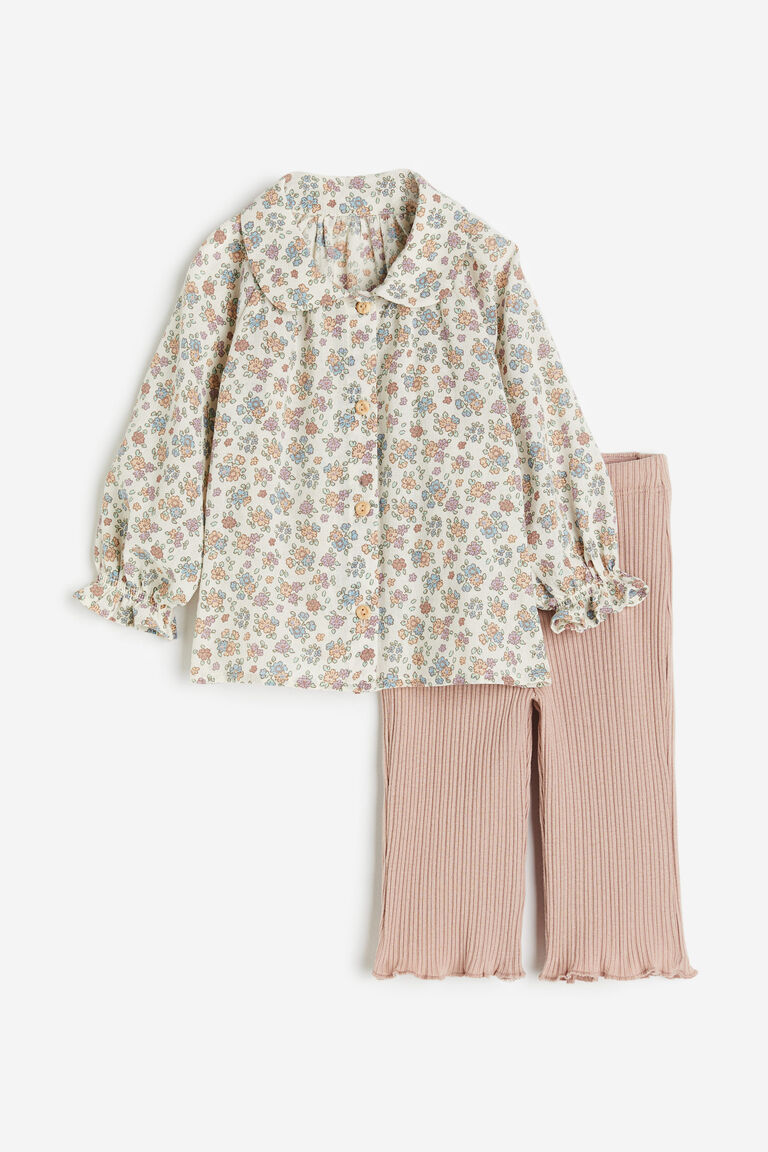 Комплект из 2х блузки и леггинсов H&M, розовый комплект из двух предметов блузки и леггинсов 2 года 86 см бежевый