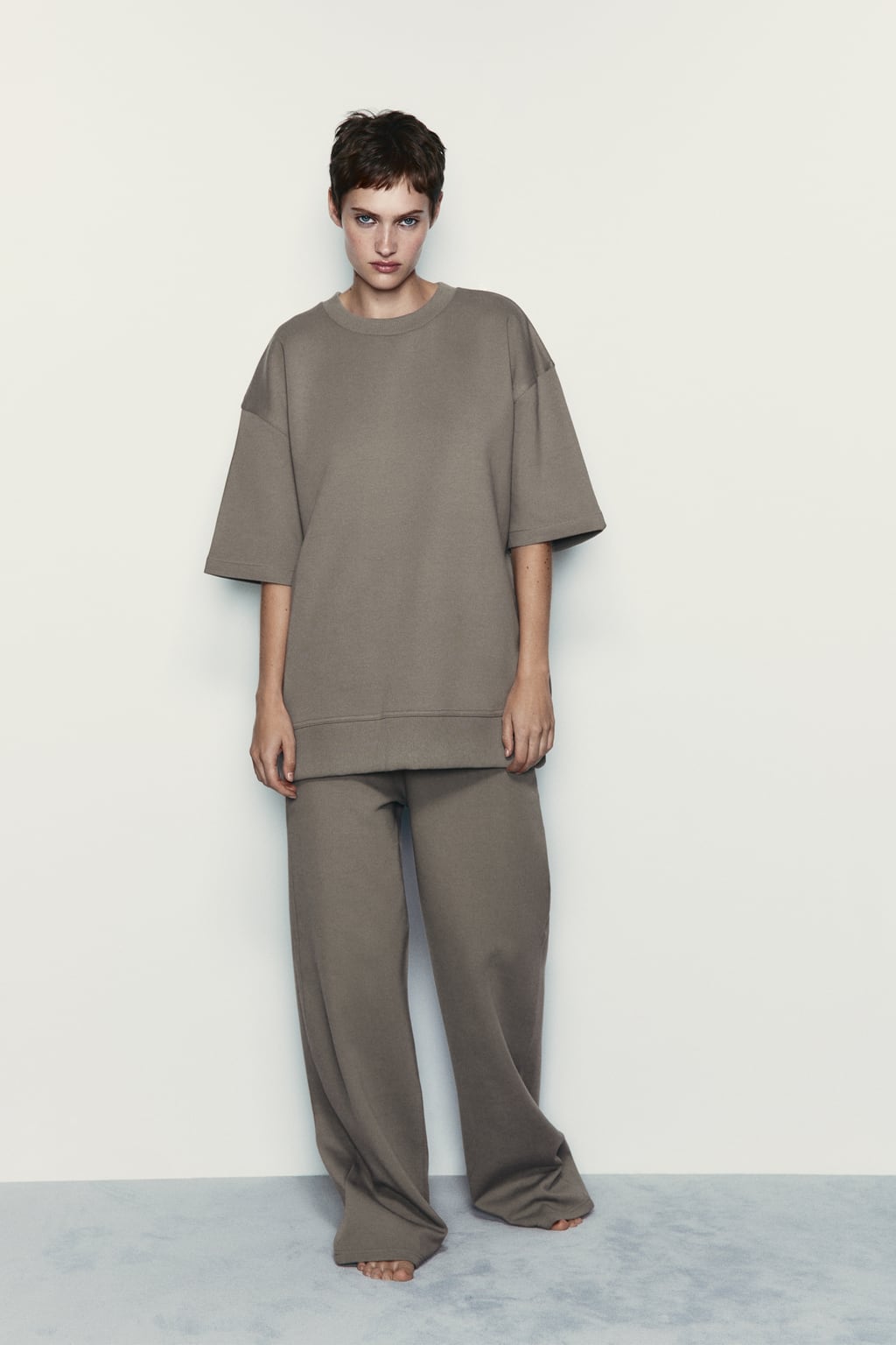 

Хлопковая толстовка с коротким рукавом ZARA