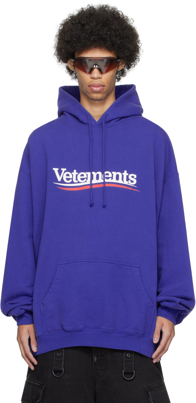 

Синяя толстовка с капюшоном в стиле кампании Vetements, цвет Royal blue