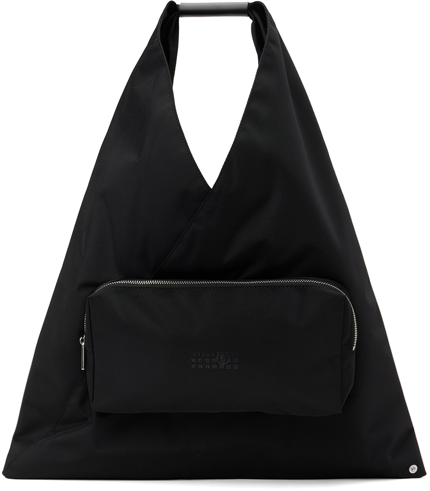 Черная классическая сумка-тоут среднего размера с треугольными чашками Mm6 Maison Margiela, цвет Black Margiela