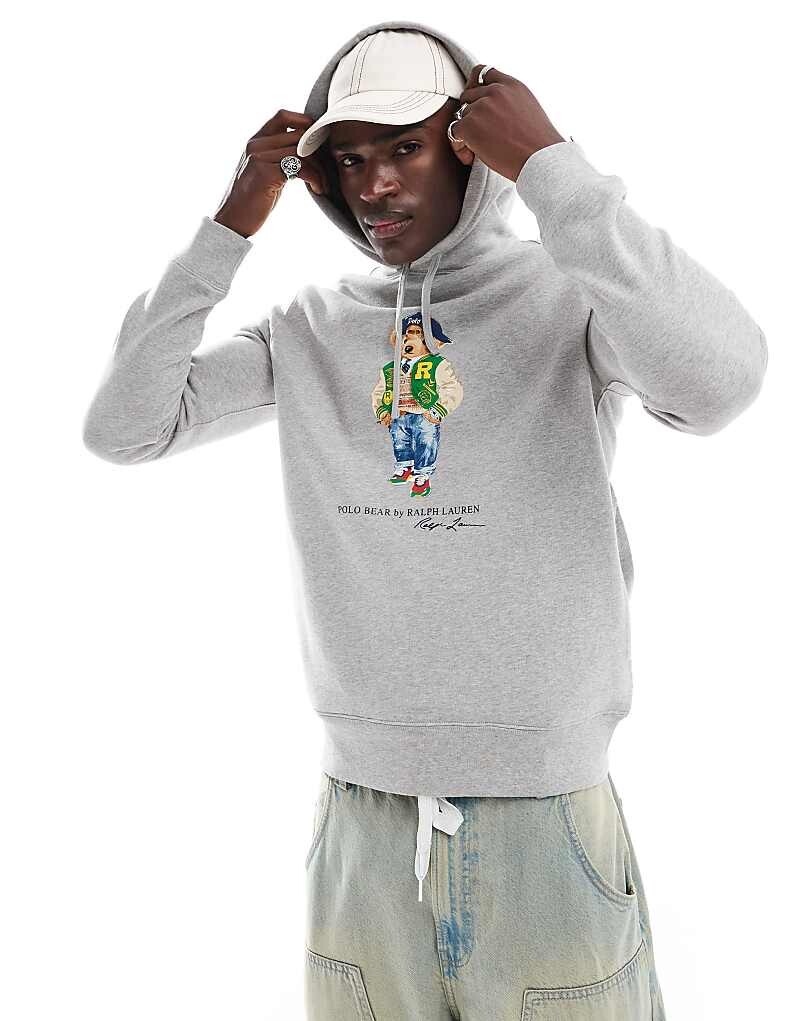 

Темно-серая флисовая худи с медвежьим принтом Polo Ralph Lauren