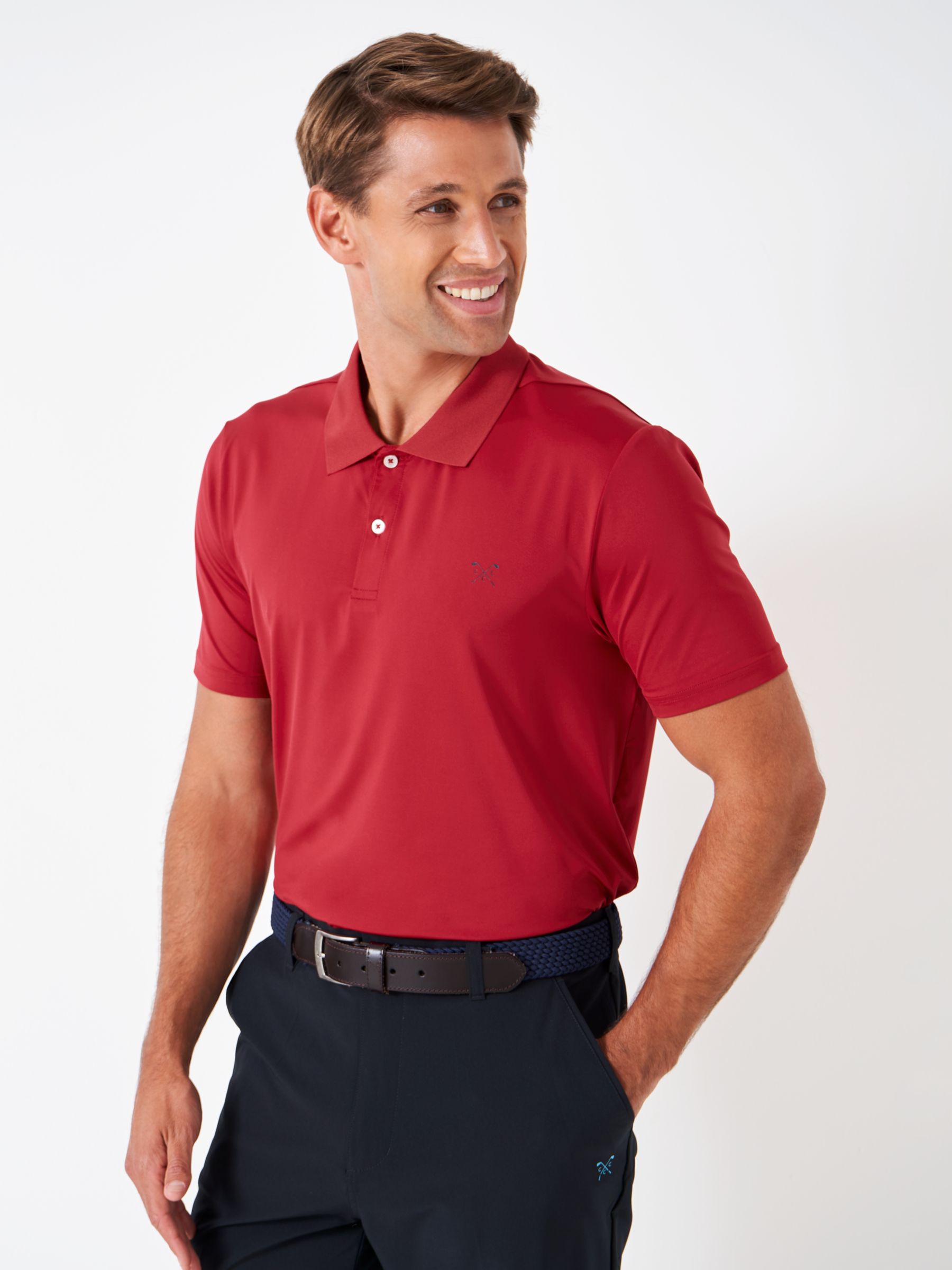 Умная рубашка-поло для гольфа Crew Clothing, средний красный рубашка поло для гольфа из хлопка с кантом crew clothing светло розовый