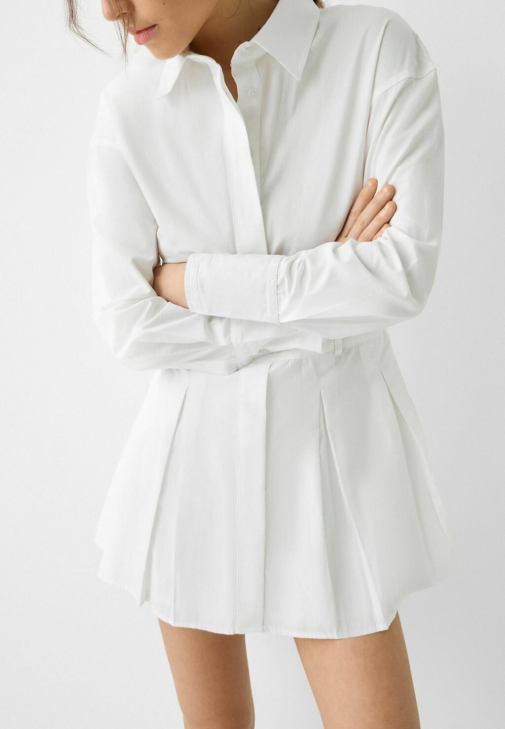 

Платье-блузка BOX PLEATS Bershka, цвет white