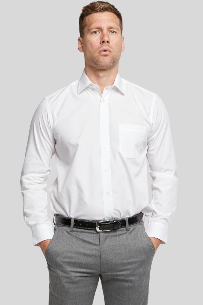 Белая рубашка с длинным рукавом без глажки Double TWO, белый рубашка zara slim fit черный