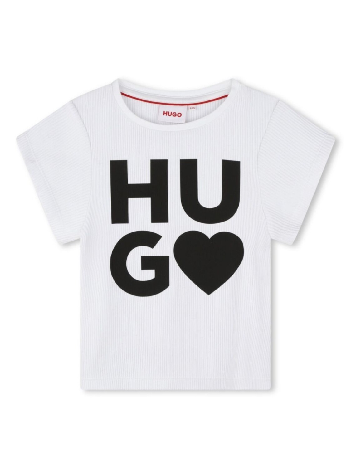 

HUGO KIDS футболка в рубчик с логотипом, белый