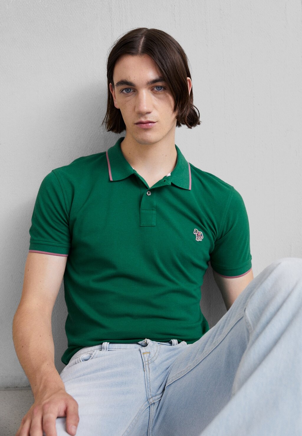 

Рубашка-поло SLIM BADGE PS Paul Smith, оливково-зеленый