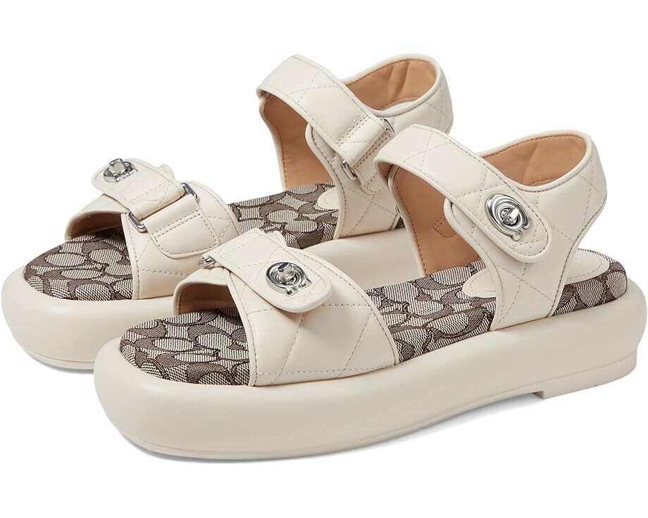 

Сандалии COACH Peyton Leather Sandal, цвет Chalk