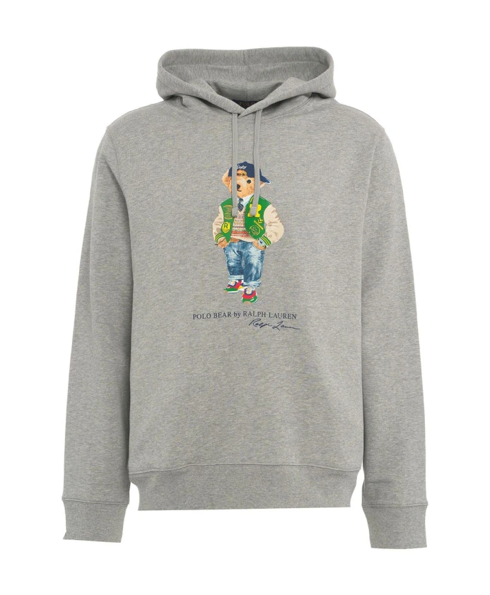 

Толстовка с принтом, логотипом и карманом Polo Ralph Lauren, серый