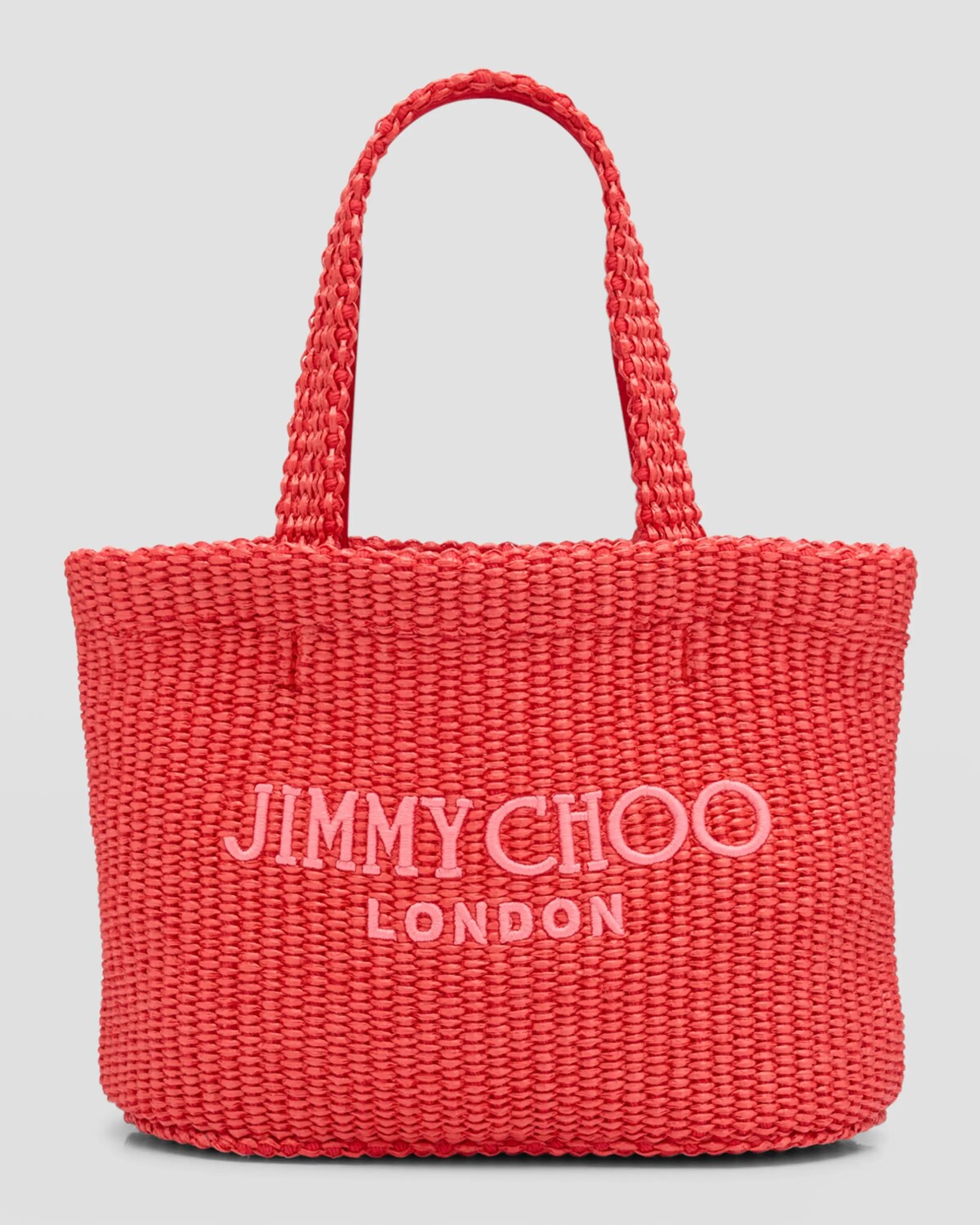 

Пляжная большая сумка-тоут Mini с логотипом London East-West Jimmy Choo, цвет Paprika Pink