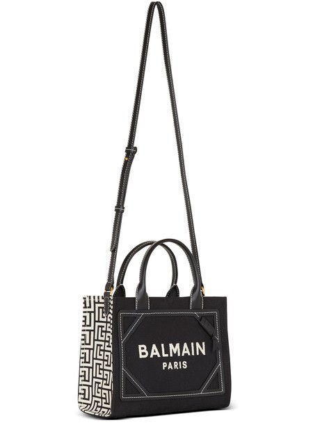 

Сумка-тоут B-Army из канвы с монограммой и гладкой кожи Balmain, черный