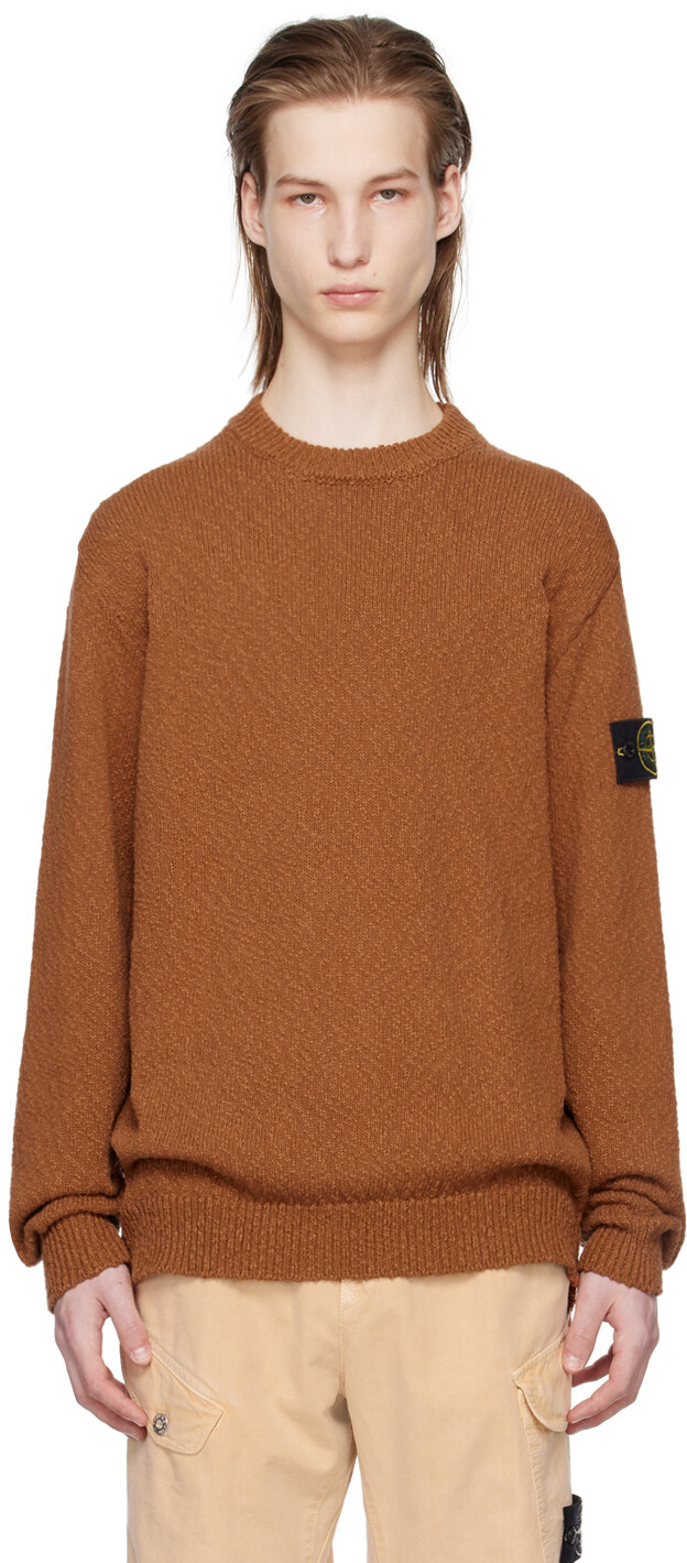 

Коричневый свитер с нашивками Stone Island