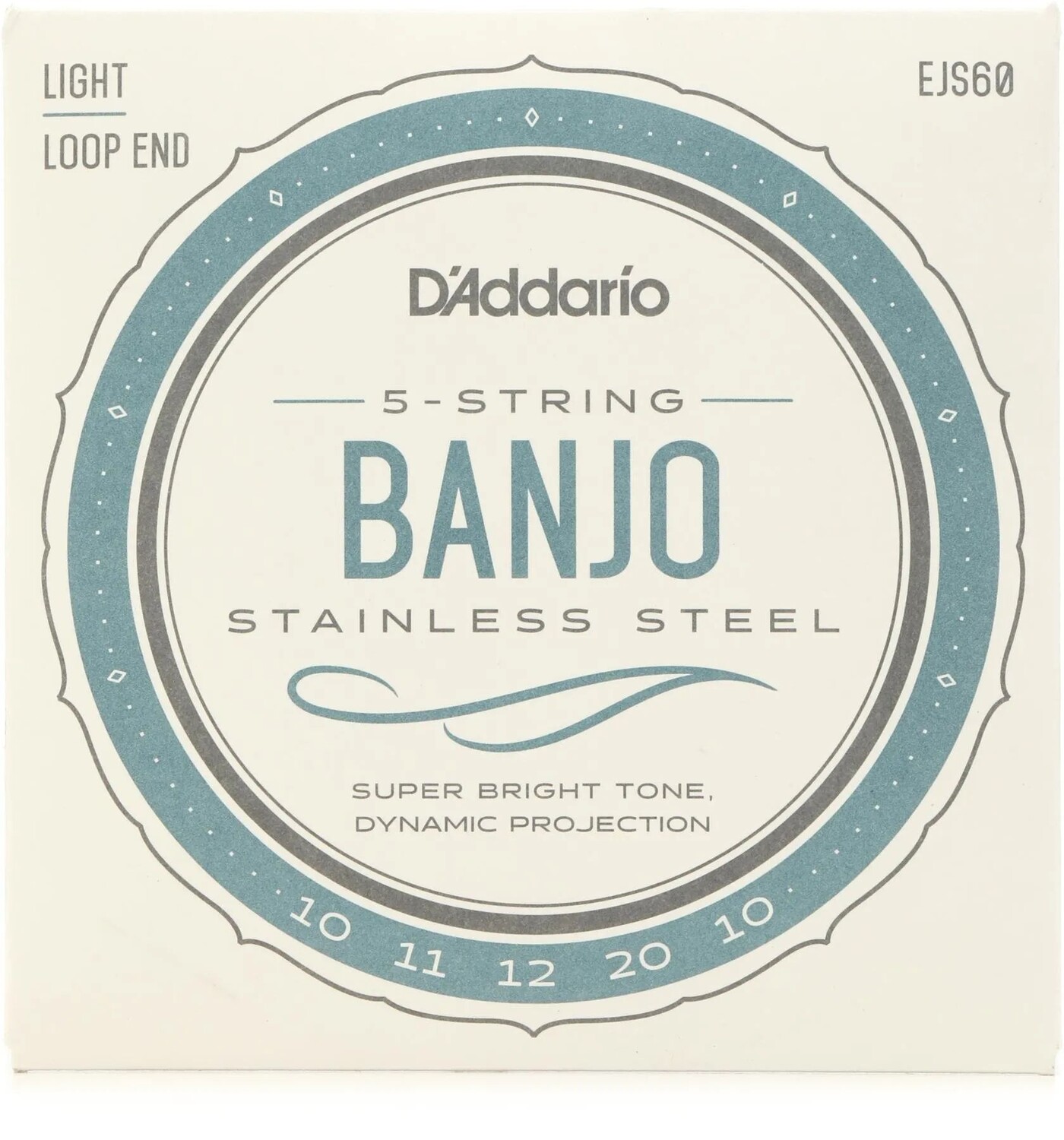 

Струны для банджо D'Addario EJS60 из нержавеющей стали — .010-.020, легкие, 5-струнные