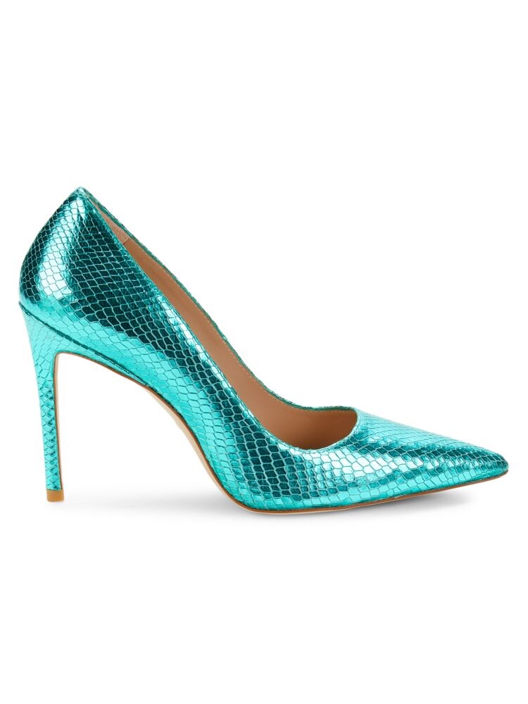

Туфли со змеиным тиснением Stuart Weitzman, цвет Capri