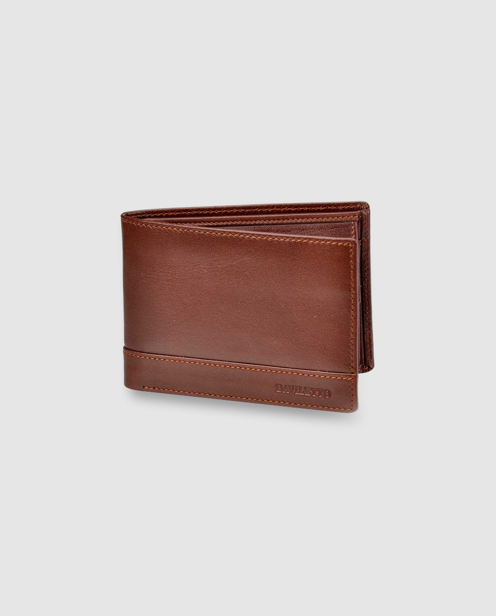 Коричневый кожаный кошелек Daviletto, коричневый коричневый кожаный кошелек с отделением для паспорта olimpo коричневый