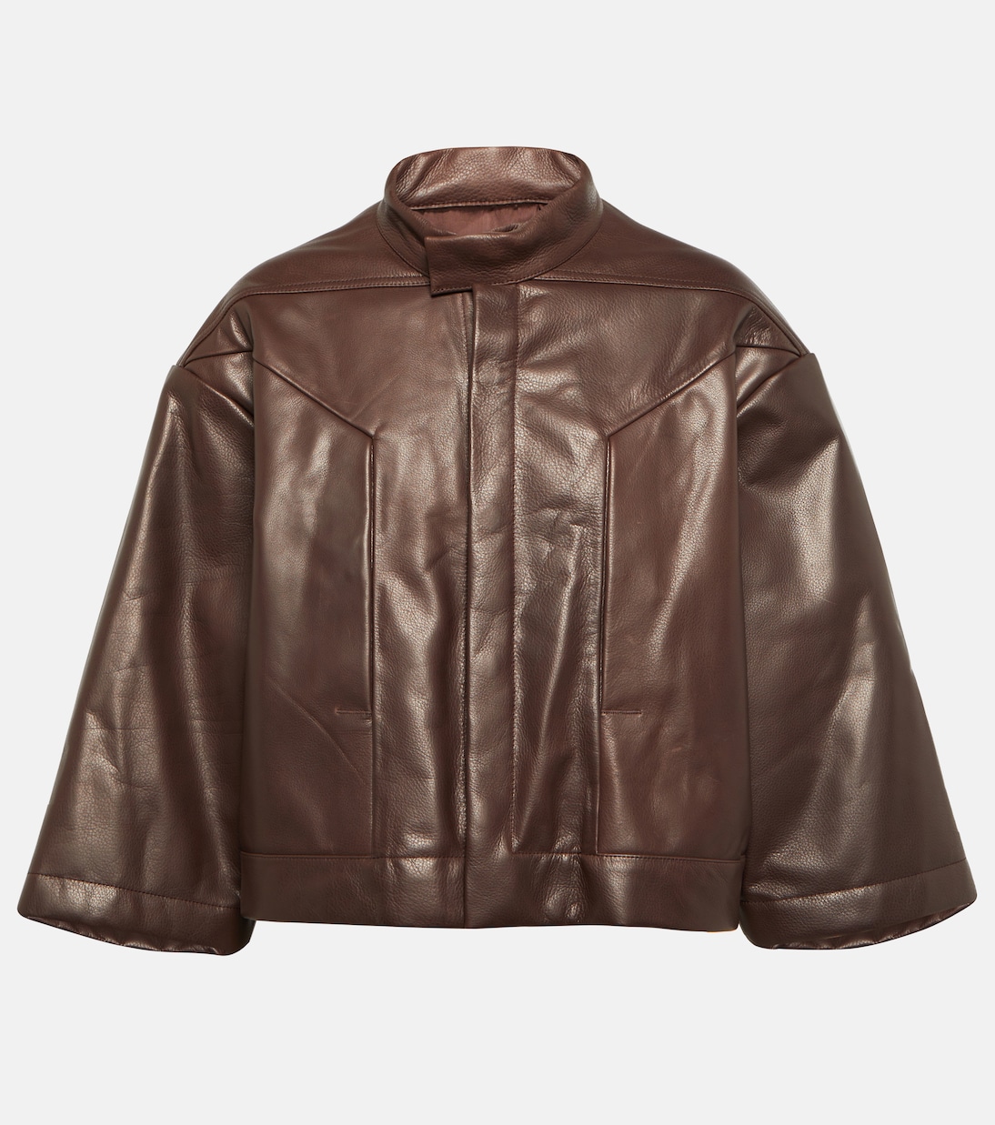 Укороченная кожаная куртка Rick Owens, коричневый темно красная кожаная куртка gary rick owens