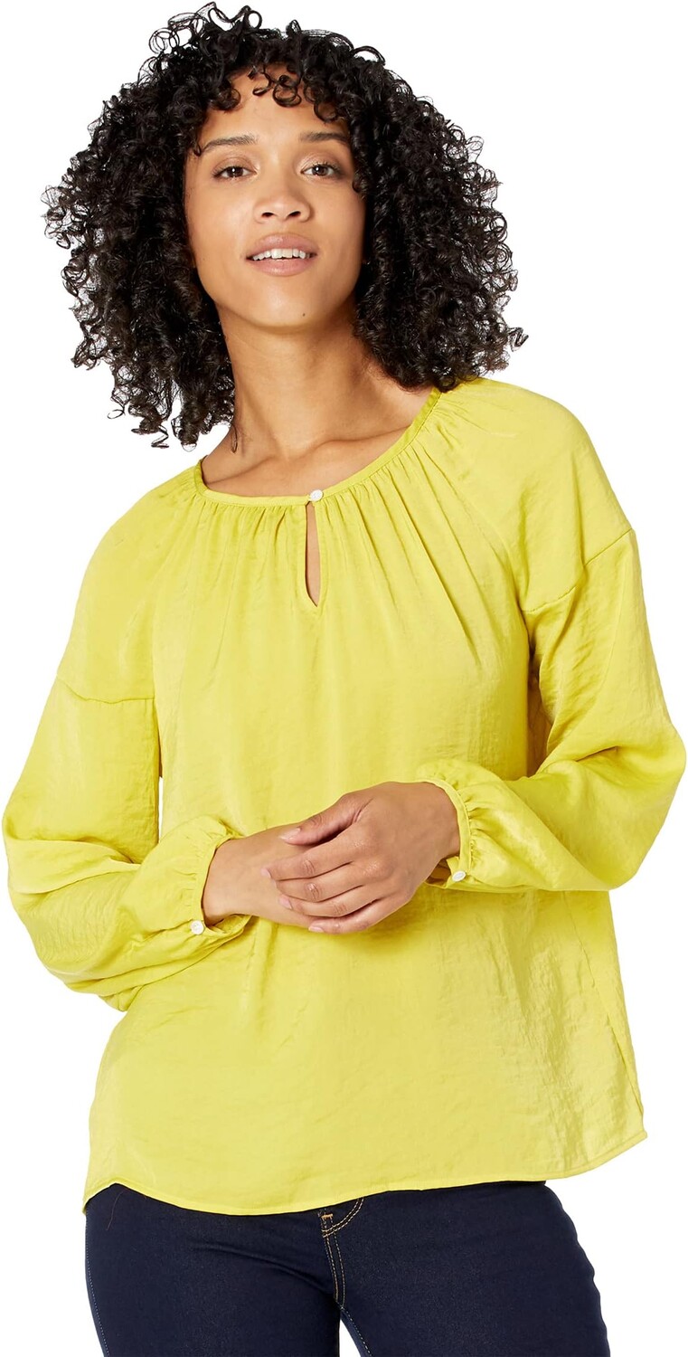 

Пуловер Vince Camuto Long Sleeve Keyhole Front Rumple Peasant, цвет Citronelle