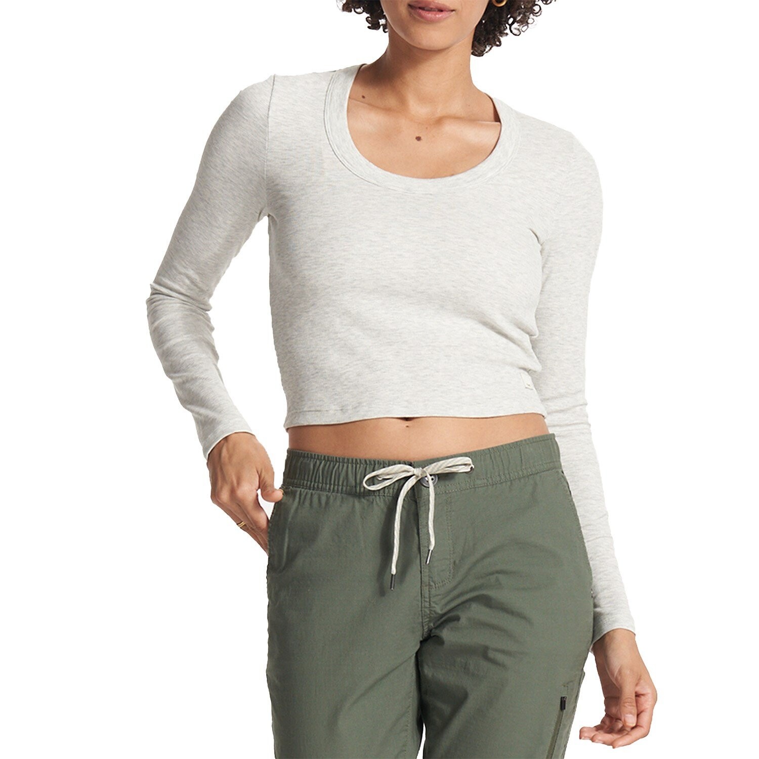 

Футболка Vuori Long-Sleeve Pose Scoop, цвет White Heather Grey
