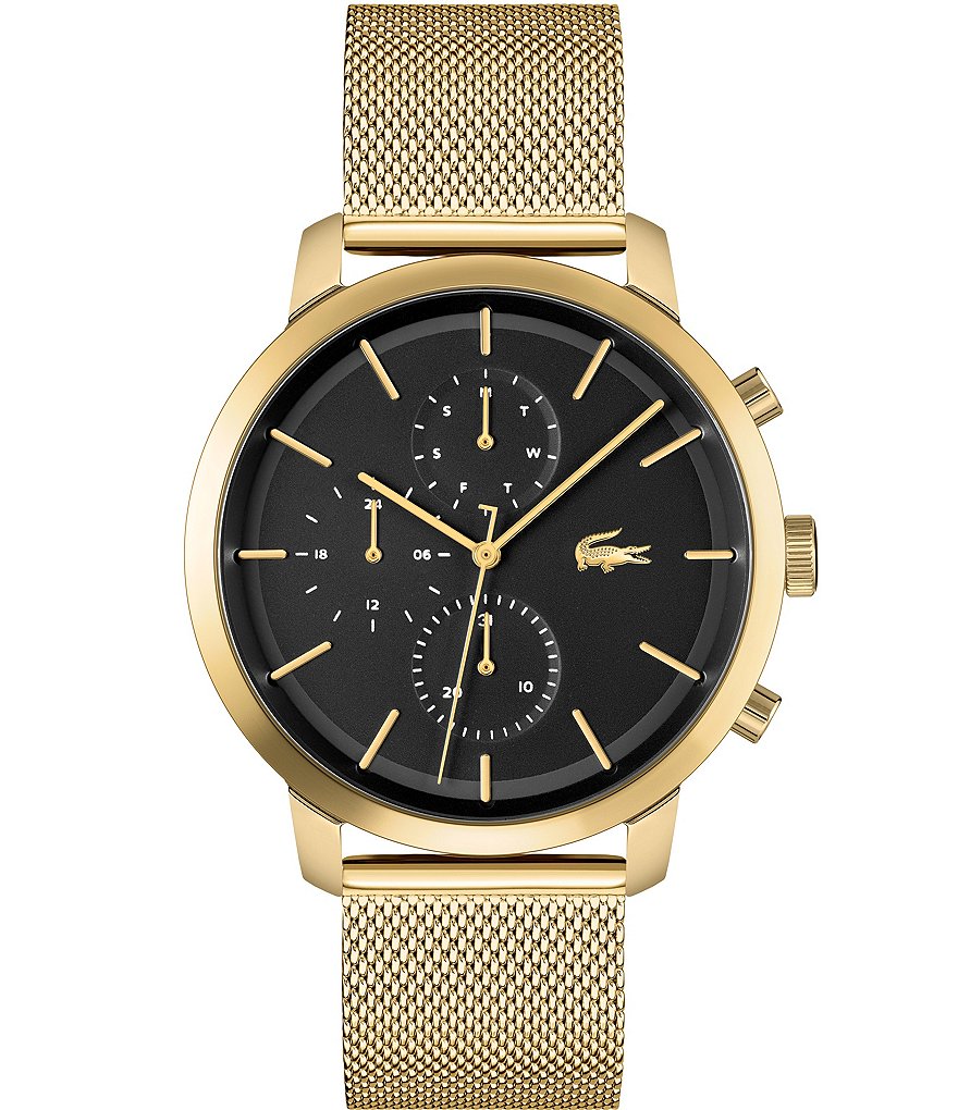 Lacoste Мужские многофункциональные часы Replay с золотым сетчатым ремешком, золотой