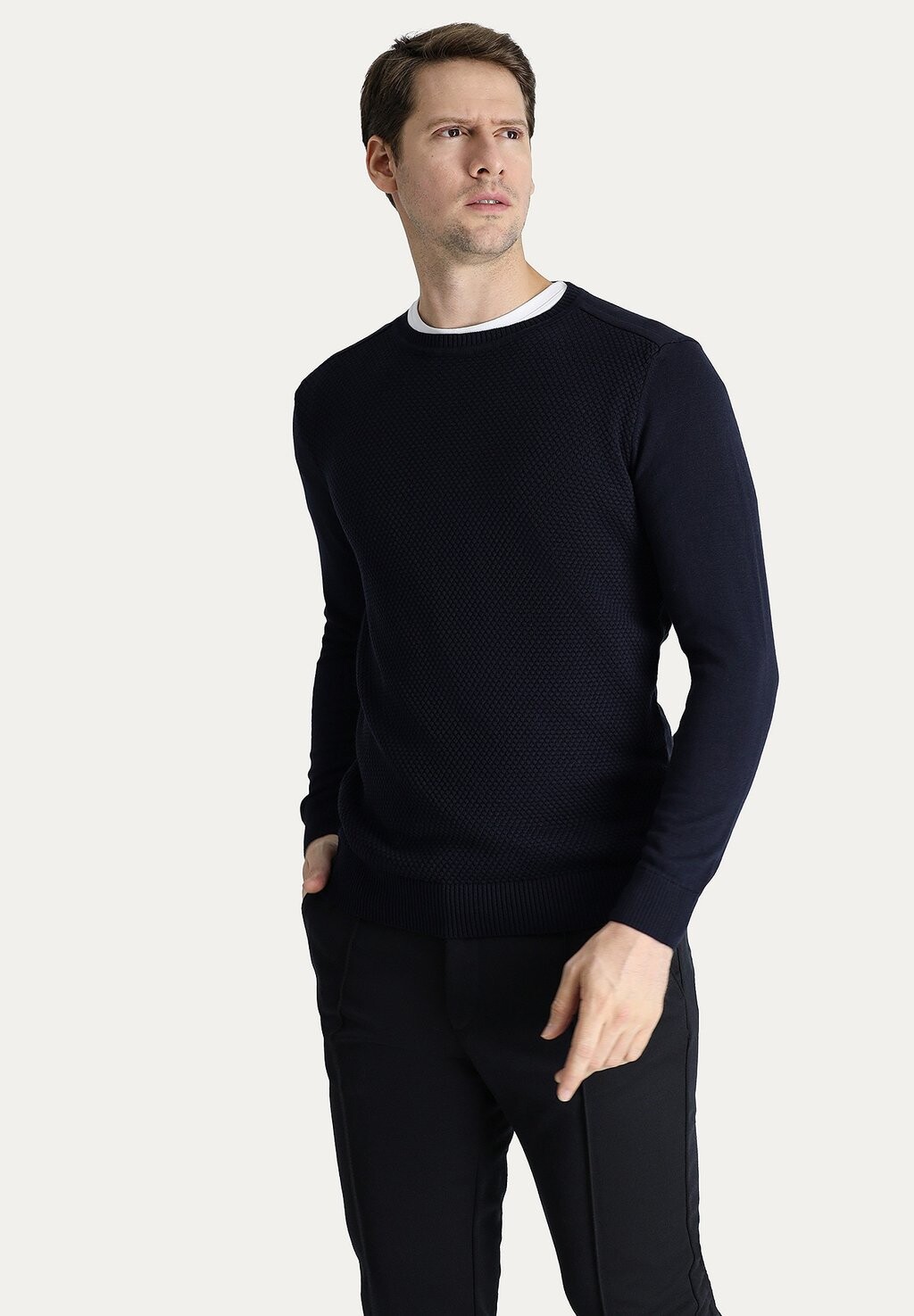 

Вязаный джемпер SLIM FIT PATTERNED Kigili, цвет dark navy blue