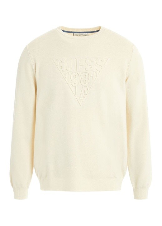 

Белый мужской свитшот с круглым вырезом Guess