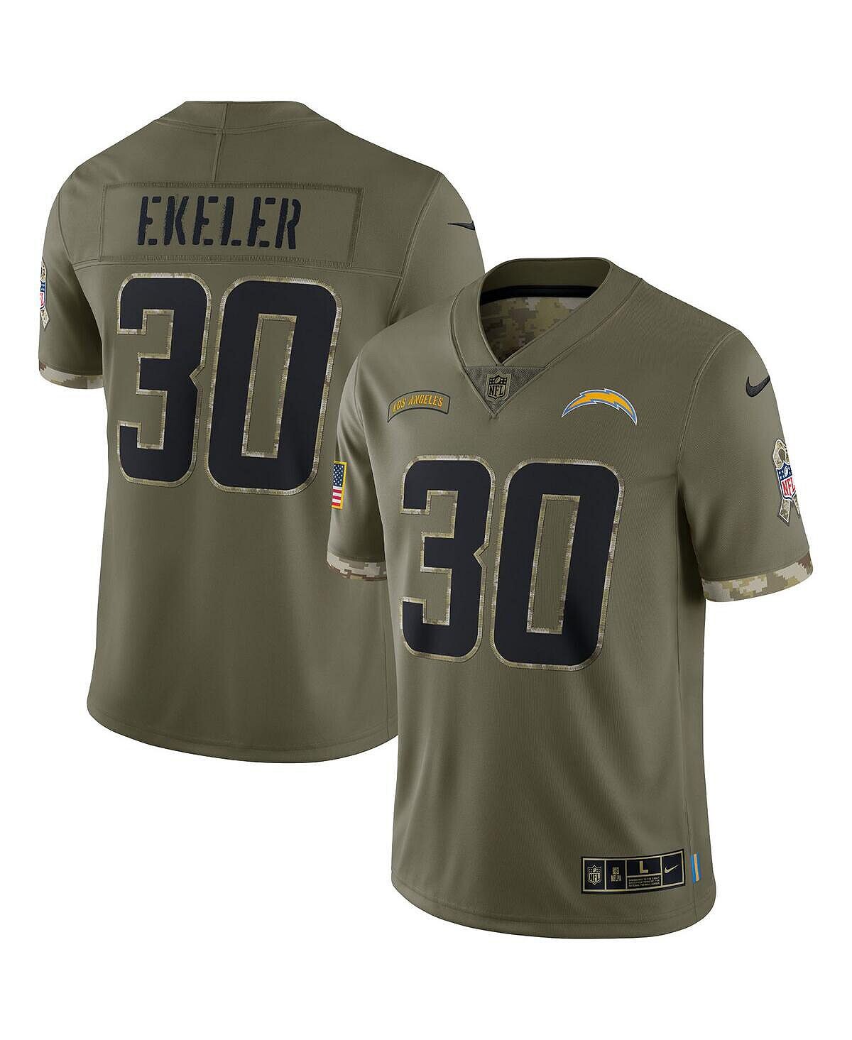 

Мужское джерси Austin Ekeler Olive Los Angeles Chargers 2022 Salute To Service Limited Nike