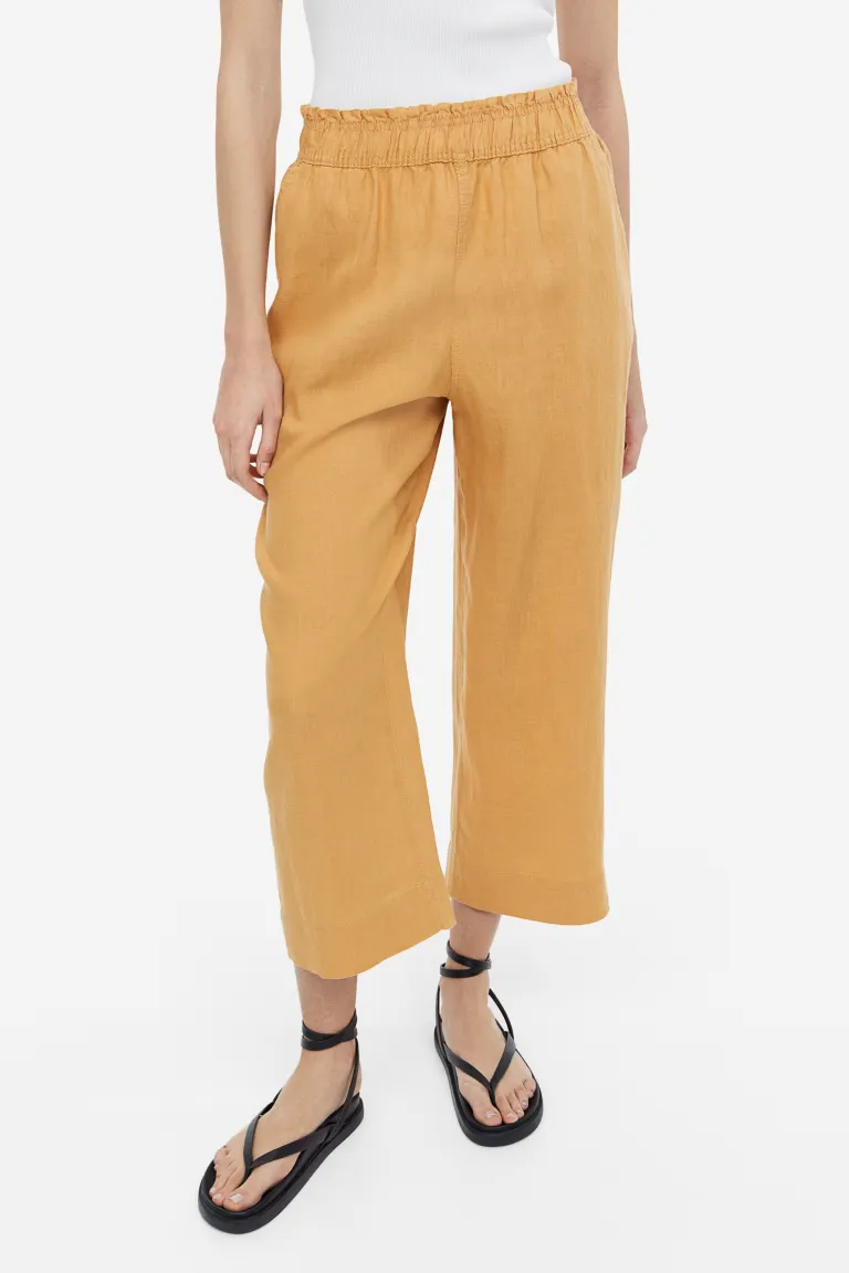 

Льняные брюки длиной до щиколотки H&M, желтый