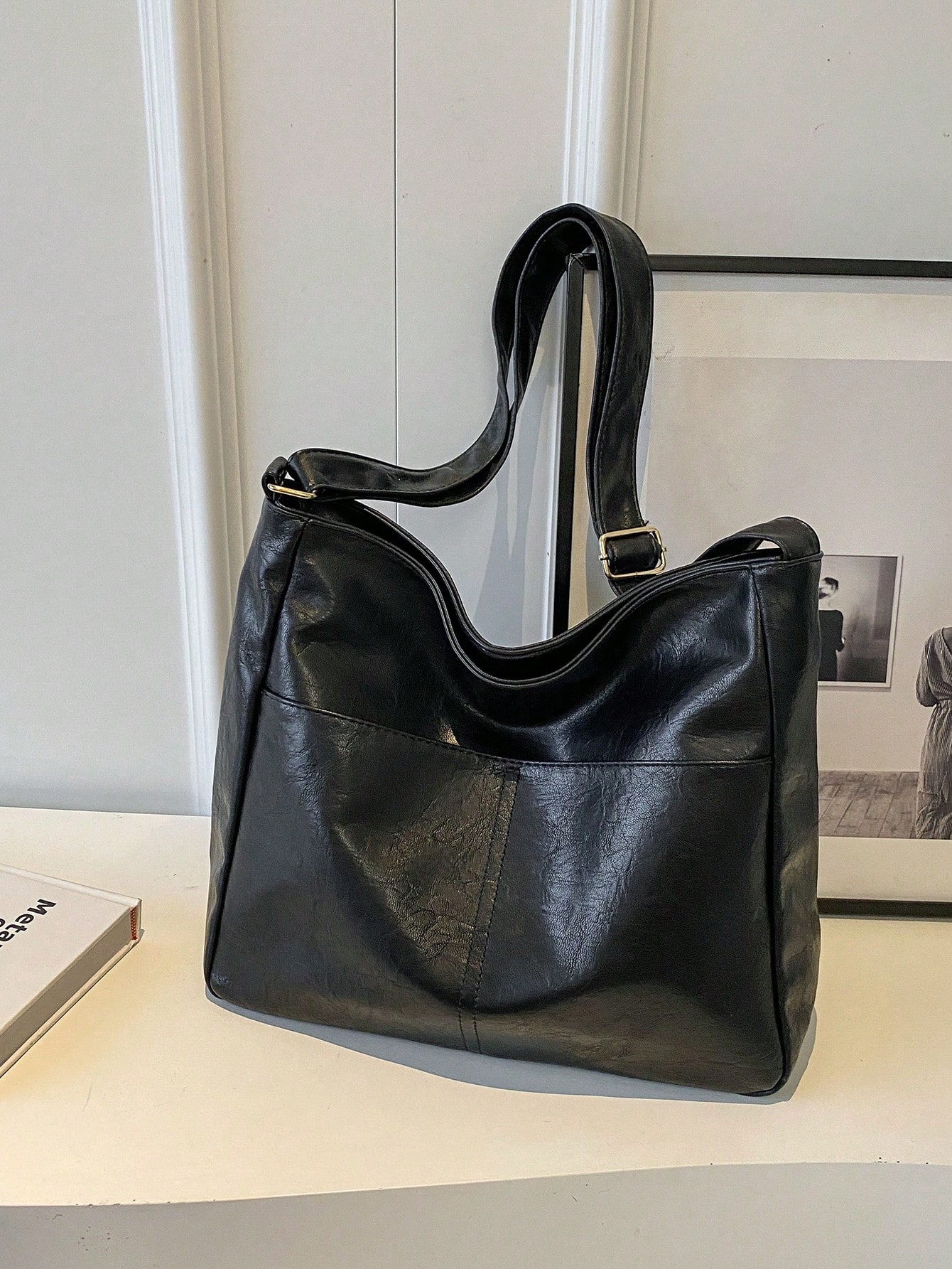 Сумка-хобо большой вместимости, черный женская багажная сумка большой вместимости однотонная портативная дорожная сумка дорожная сумка милая холщовая дорожная сумка на коротк