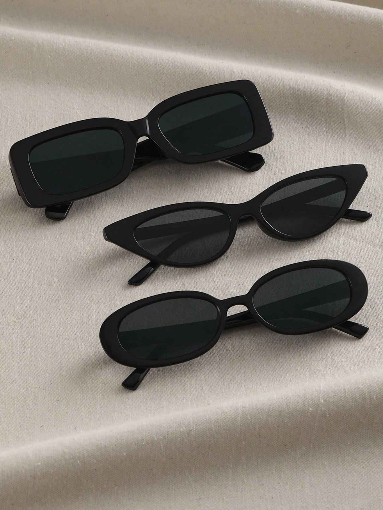 3 шт. женские модные пластиковые солнцезащитные очки с геометрическим рисунком Y2K для ежедневных путешествий